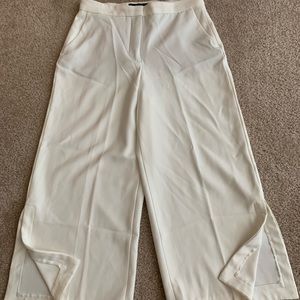 Zara White Split Culottes Pants
